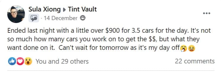 All-Star Tint: $900+, Reported in one day