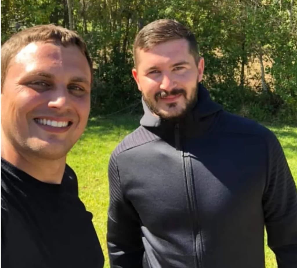 Elliot Baker with student Bryan Barclay in Houston