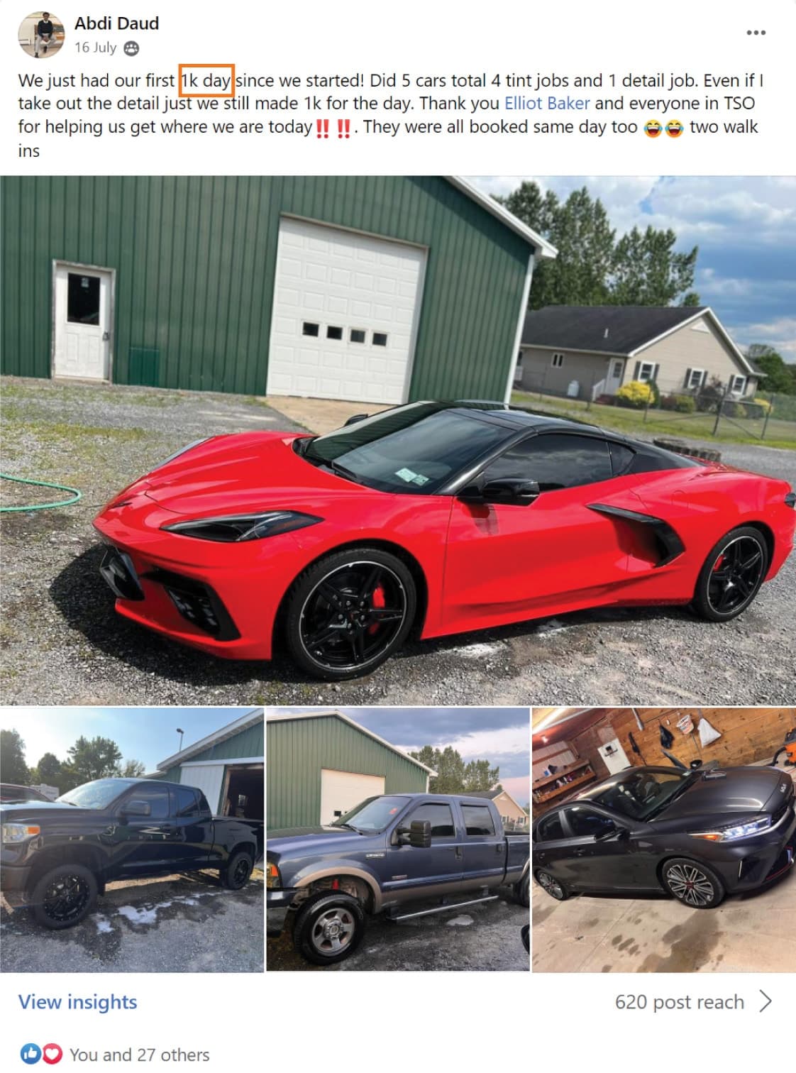 Shade Kingdom student post showing Reported in one day