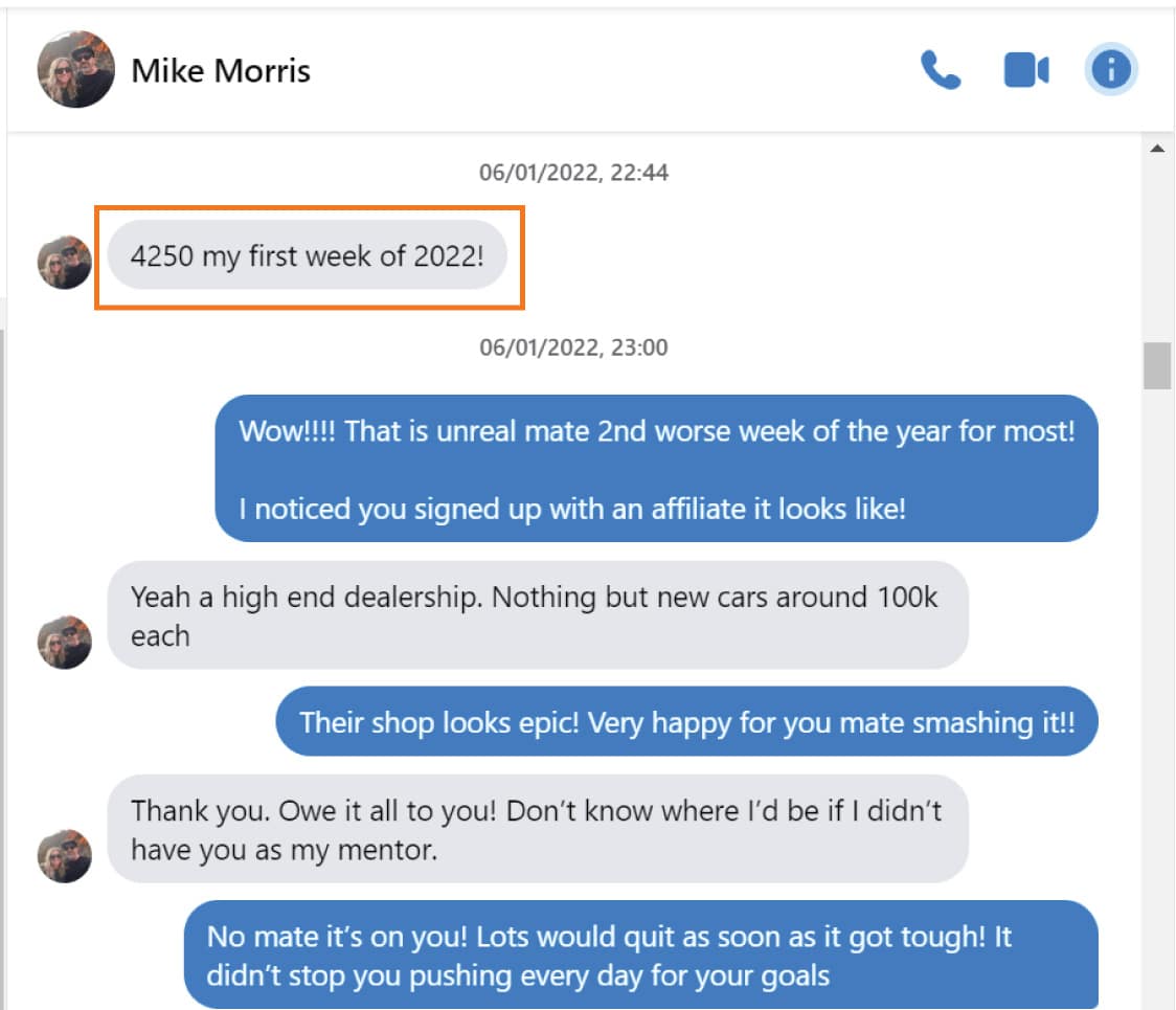 Tint School Online student Mike earning $4,250 per week