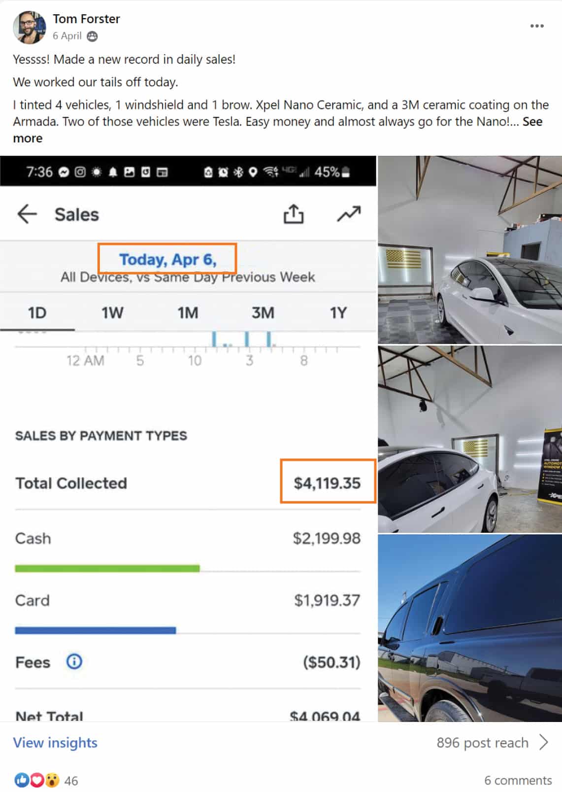 Tint School Online student Tom earning $4,119 per day